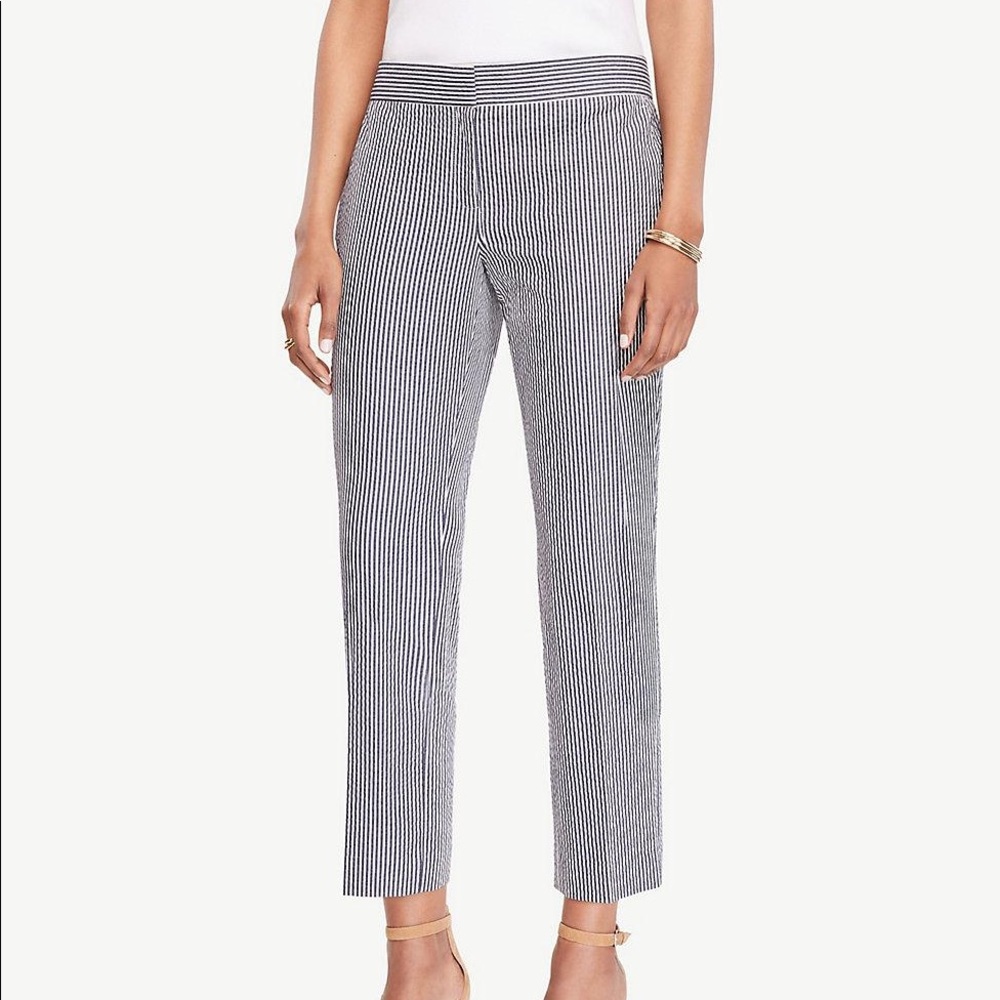 Ann Taylor 4P PETITE DEVIN SEERSUCKER CROP PANTS